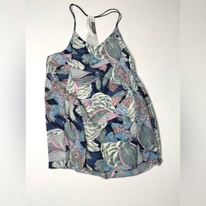 Addie Floral Halter Racerback Dress with Leaf Pattern Size Large